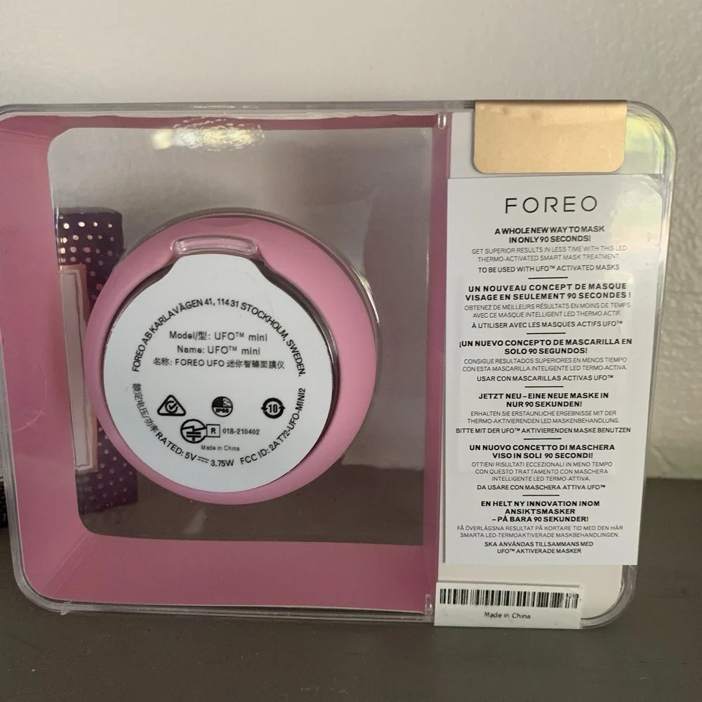 Foreo UFO Mini 2 LED Thermo Smart Face Mask Device Pearl Pink + Mask Set SEALED